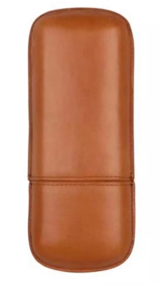 Zigarren Schiebe Etui Leder braun mit Lasche 3 Zigarren (kleine Corona)