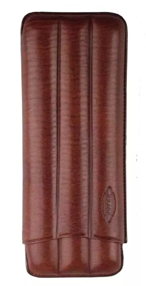 Zigarren Schiebe Etui Kalbsleder braun 3 Zigarren (Montecristo #2 / Lonsdale, Torpedo)