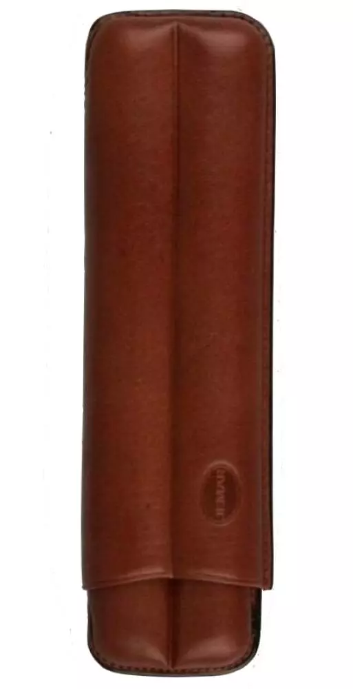 Zigarren Schiebe Etui Kalbsleder braun 2 Zigarren (Montecristo #2 / Lonsdale, Torpedo)