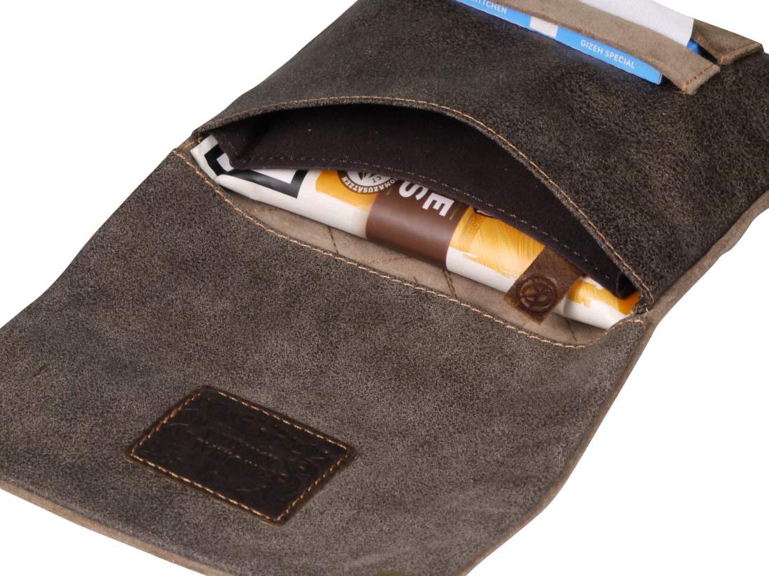 Produktbild: Kavatza Leder Patchwork Earth Tabaktasche Drehertasche Tabakbeutel