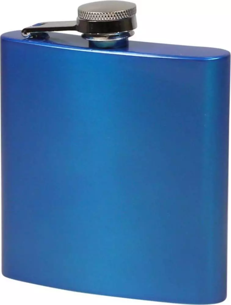 Flachmann Edelstahl blau metallic matt 6oz/180ml