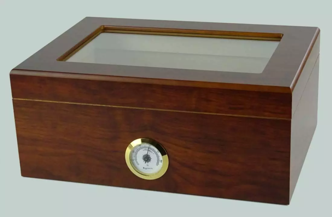 Produktbild: Angelo Humidor Nussbaumholz-Optik mit Sichtfenster