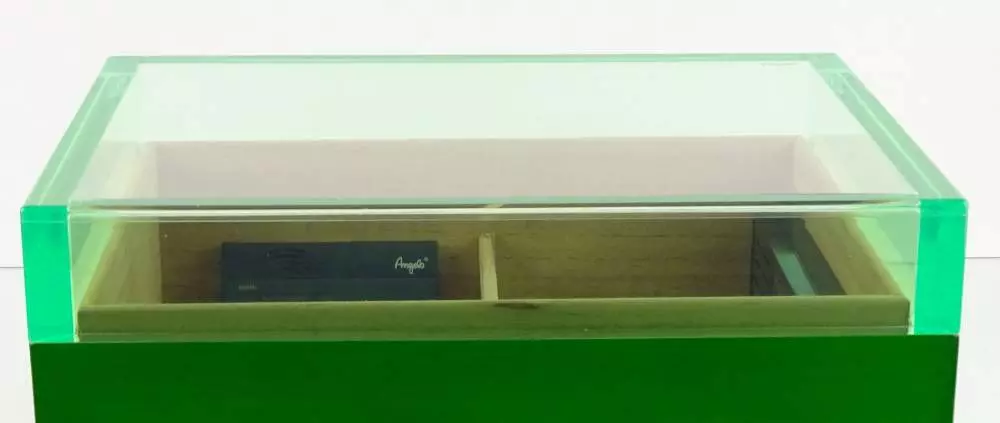 Angelo Humidor grün mit Acrylglas Sichtfenster Durchsicht