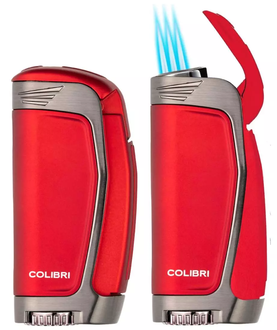 Produktbild: Colibri E3 rot gunmetal Feuerzeug zu und offen