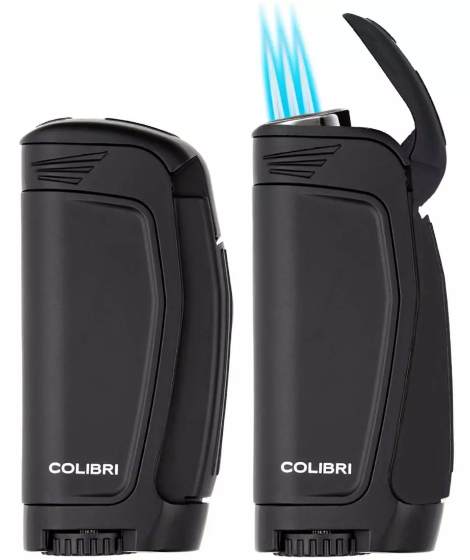 Produktbild: Colibri E3 schwarz Feuerzeug zu und offen