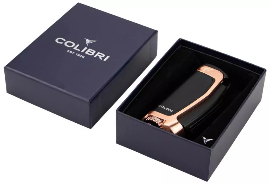 Produktbild: Colibri E3 schwarz rosegold mit 3-fach Jet-Flamme