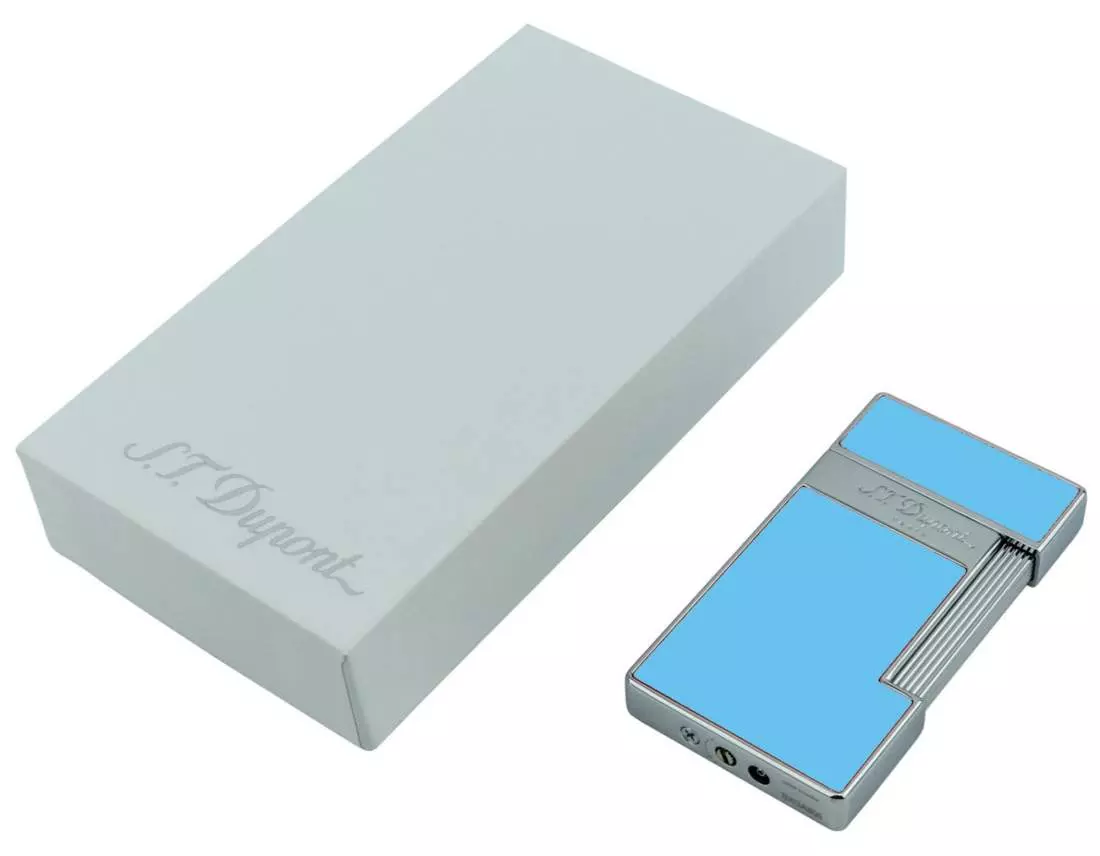 Produktbild: .T. Dupont Slimmy Feuerzeug hellblau chrom Verpackung