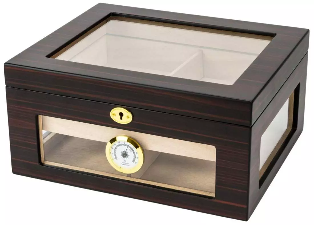 Produktbild: Humidor Ebony matt mit Glasfenster