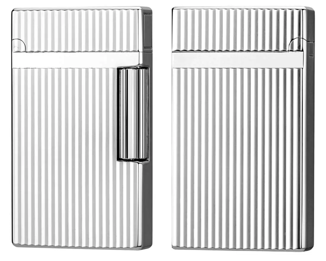 Artikelbild: IM Corona Double Corona 69-3339 Chrom Streifen Zigarrenfeuerzeug vorne hinten Produktbild: IM Corona Double Corona 69-3339 Chrom Streifen Zigarrenfeuerzeug vorne hinten
