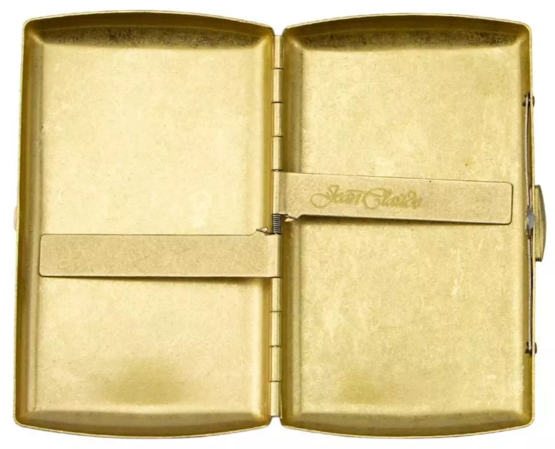 Produktbild: Zigarettenetui Jean Claude Messing gold antik 10er offen
