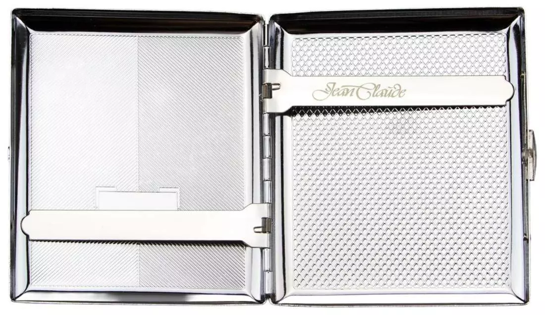 Produktbild: Zigarettenetui Jean Claude Nickel diagonale Linien 20er offen