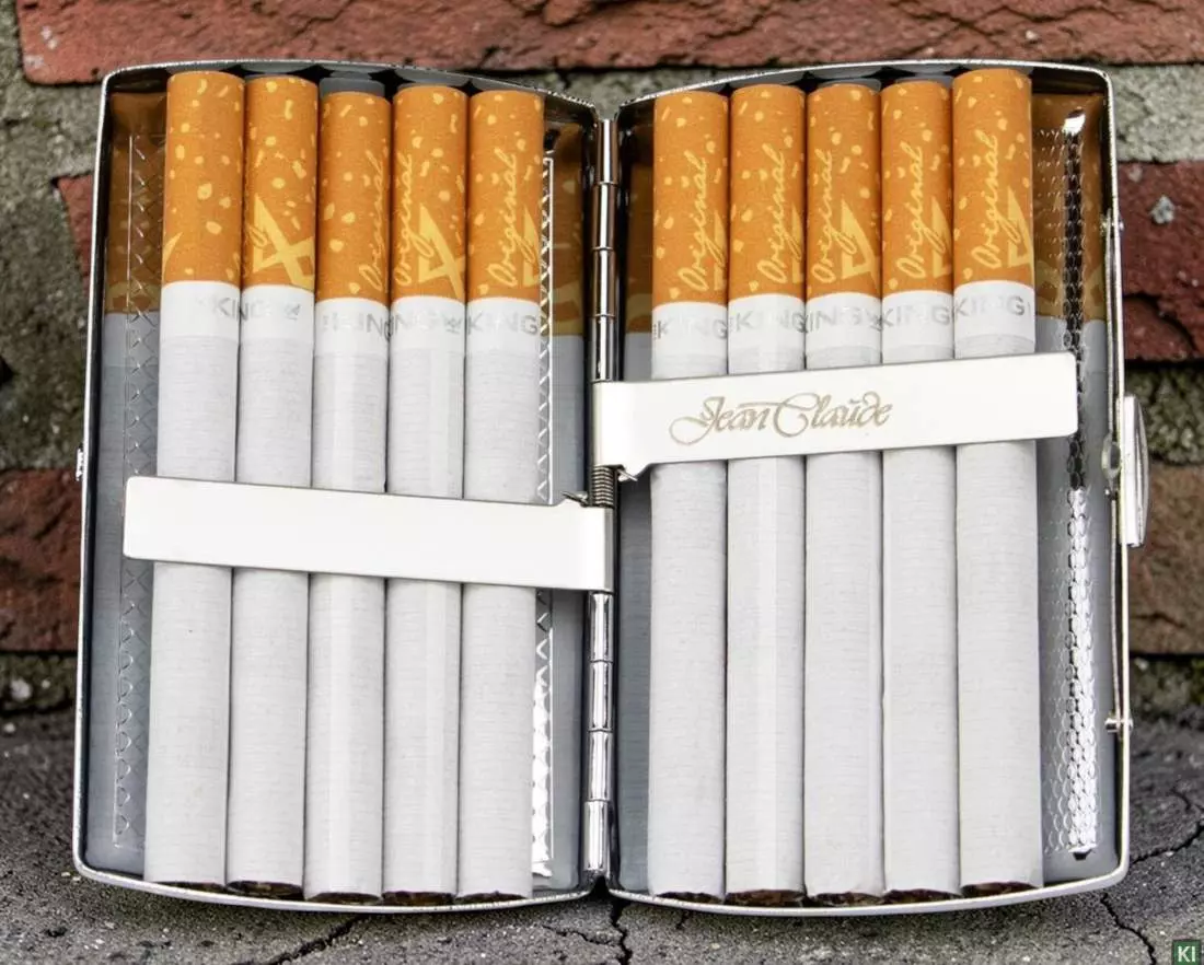 Produktbild: Zigarettenetui Jean Claude Metall Wellendesign 10er befüllt