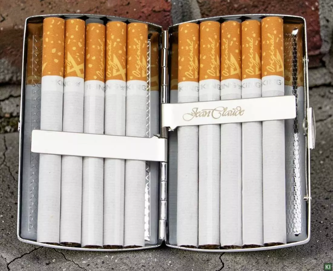 Produktbild: Zigarettenetui Jean Claude Metall Wellendesign 10er befüllt