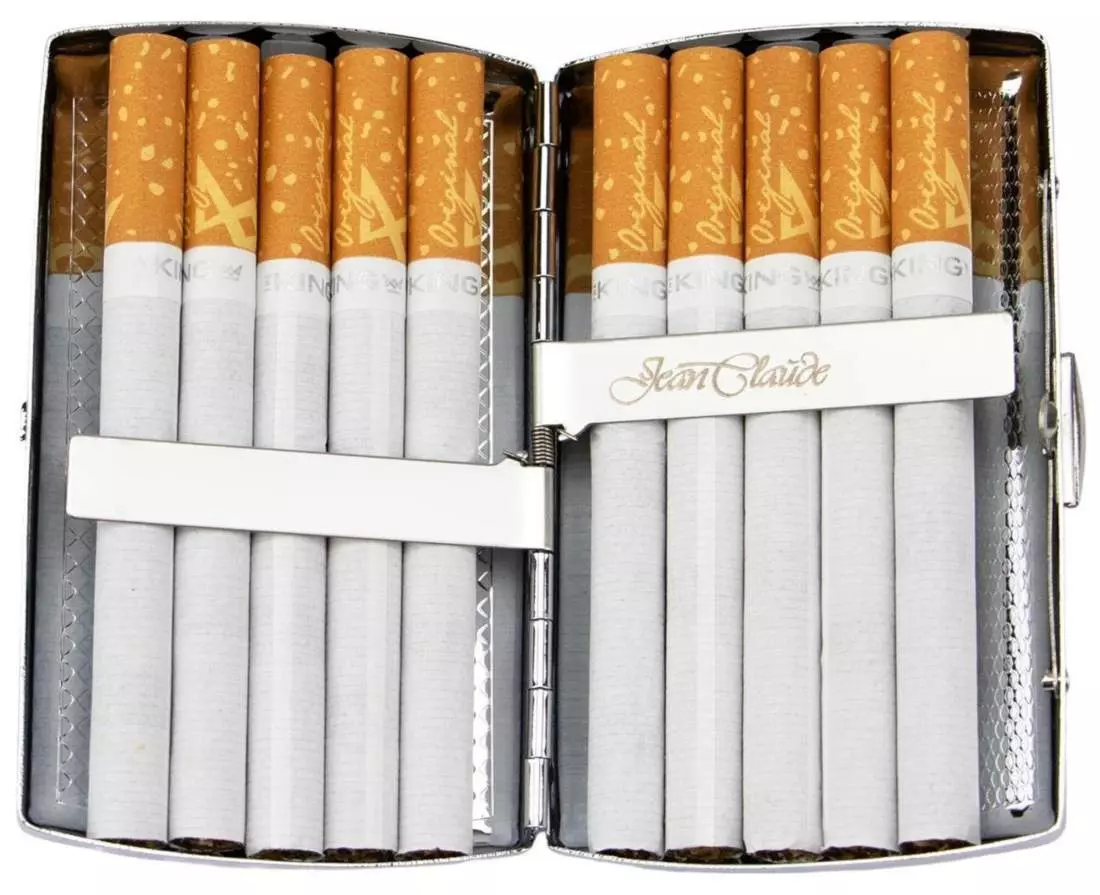 Produktbild: Zigarettenetui Jean Claude Metall Wellendesign 10er befüllt