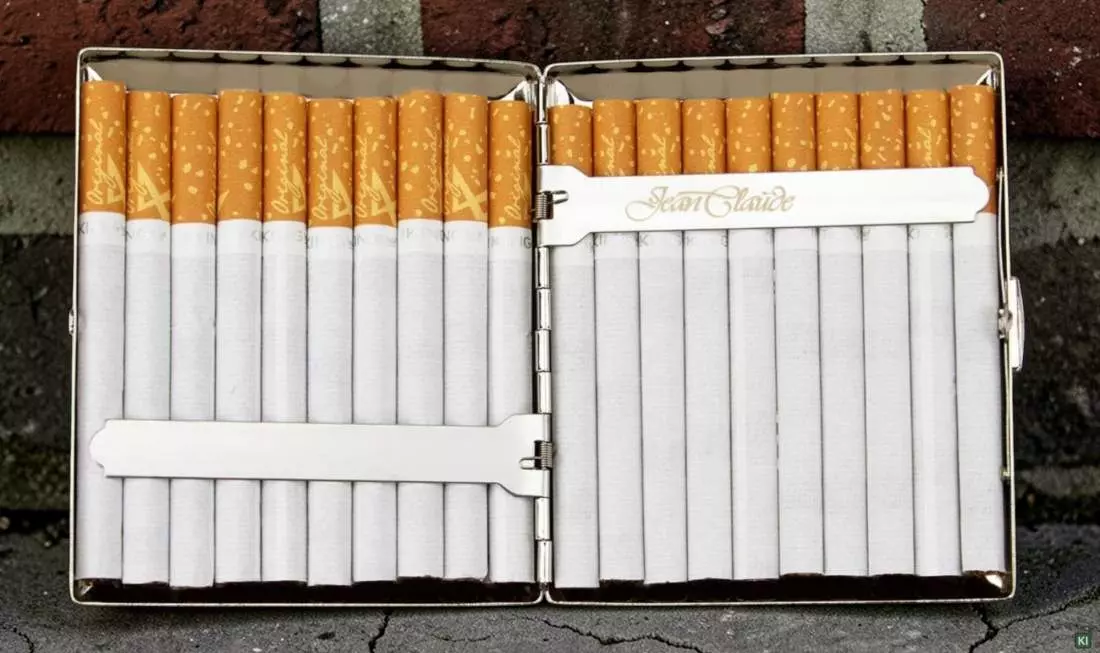 Produktbild: Zigarettenetui Jean Claude Nickel mit Ecke 20er stehend befüllt