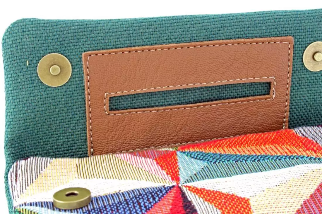 Produktbild: Mestango Stoff bunte Dreiecke Tabaktasche Drehertasche Blättchenhalter