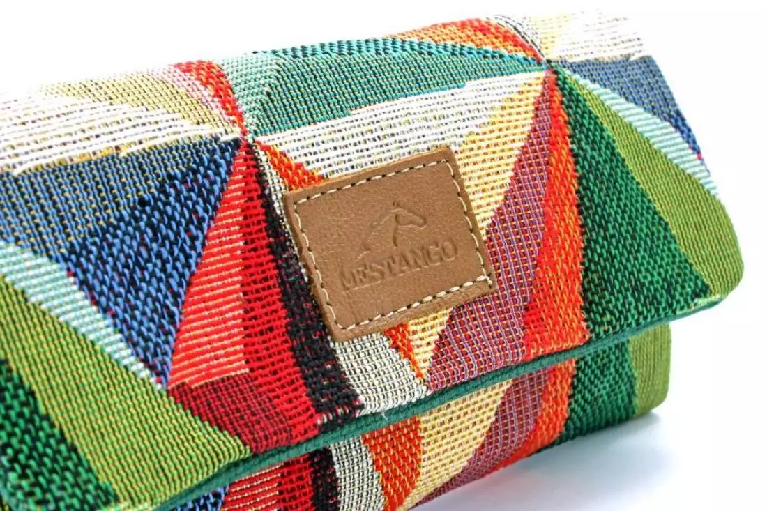 Produktbild: Mestango Stoff bunte Dreiecke Tabaktasche Drehertasche Überschlag