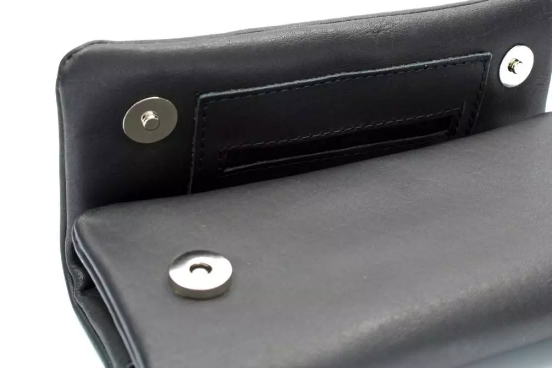 Produktbild: Mestango Kalbsleder schwarz Tabaktasche Drehertasche Druckknöpfe