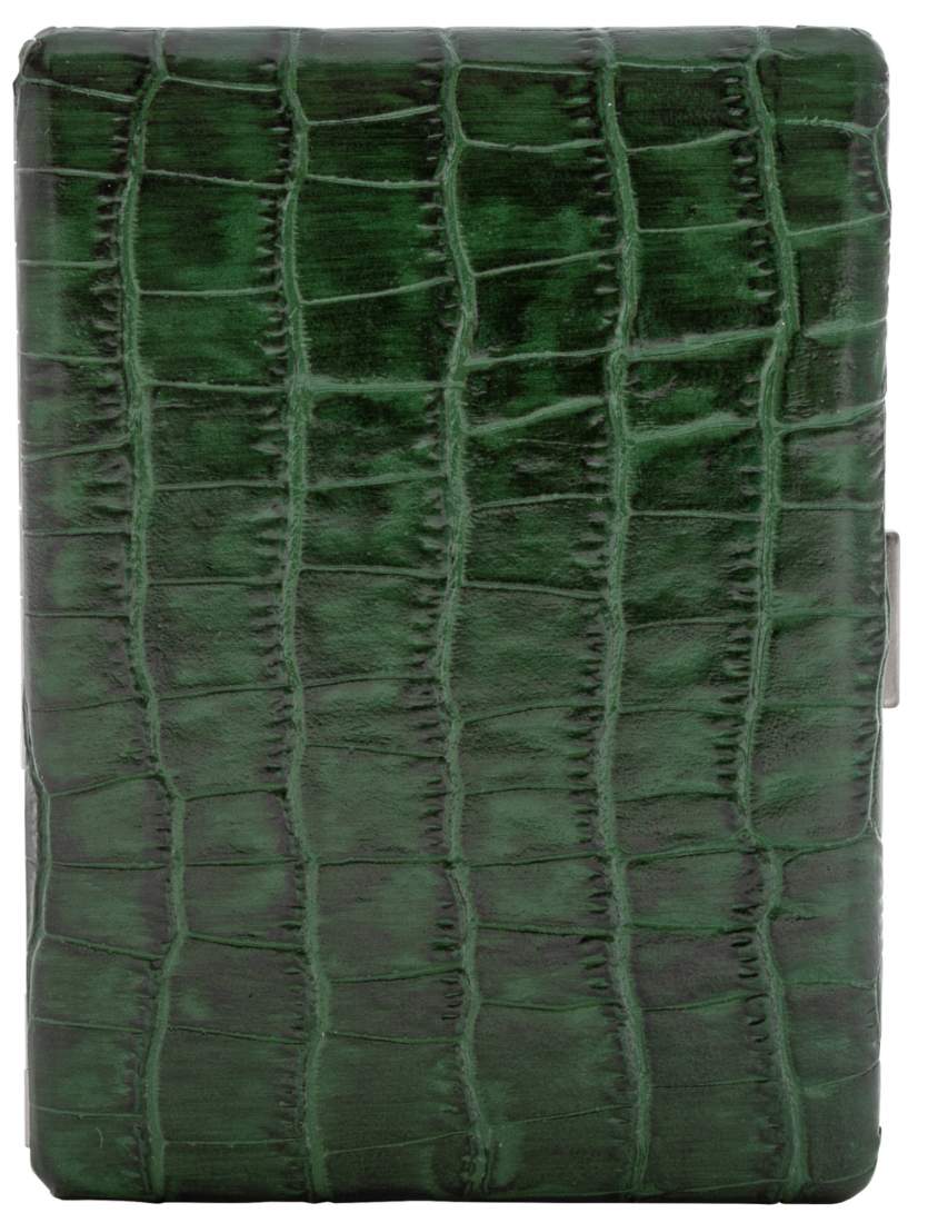 Produktbild: Zigarettenetui Pearl Metall Leder grün Kroko 9er