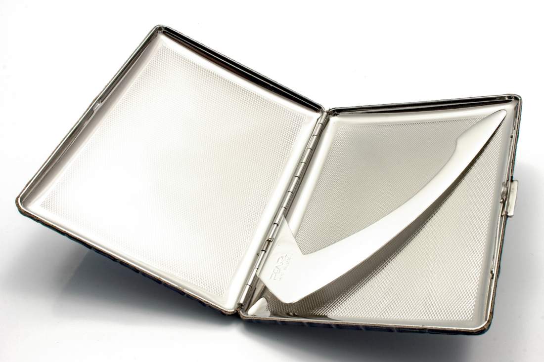 Produktbild: Zigarettenetui Pearl Metall Leder grau Eidechse 9er