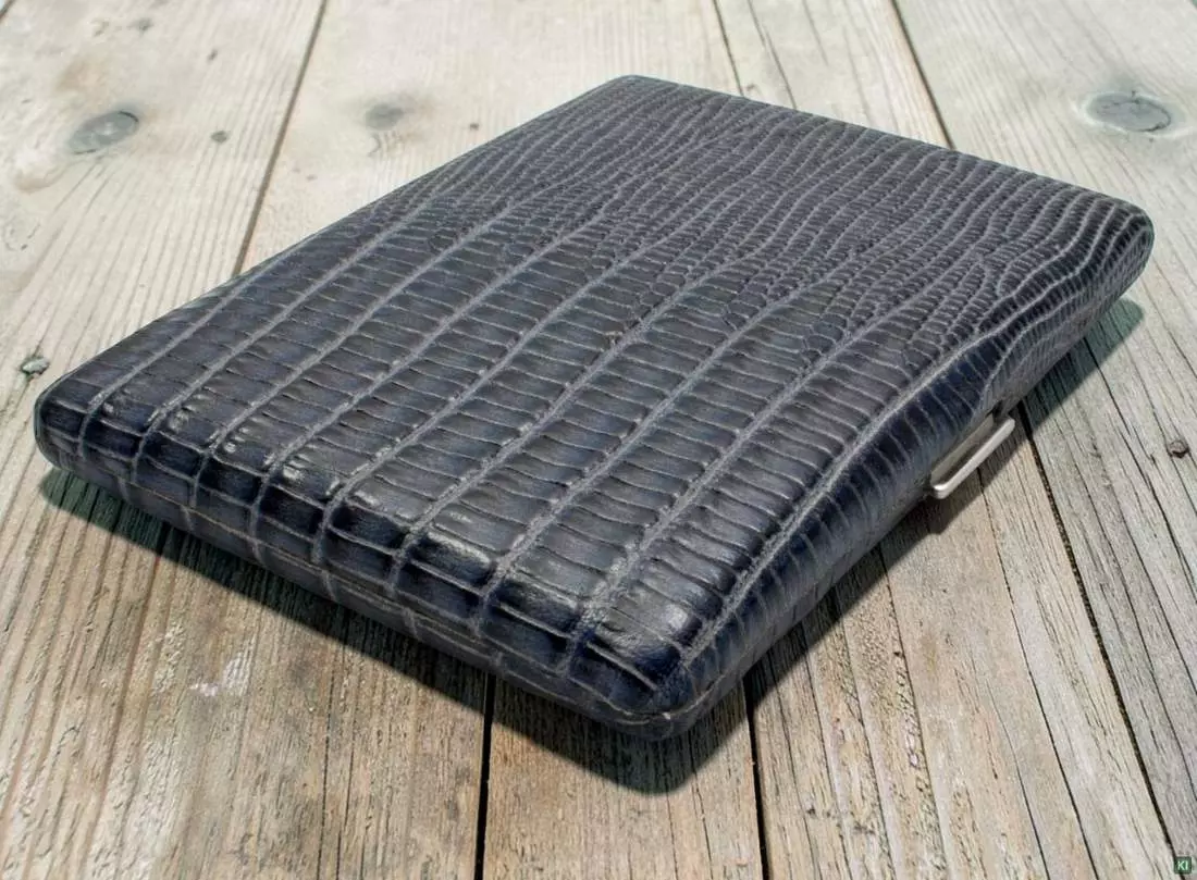 Produktbild: Zigarettenetui Pearl Metall Leder grau Eidechse 9er 04980-30