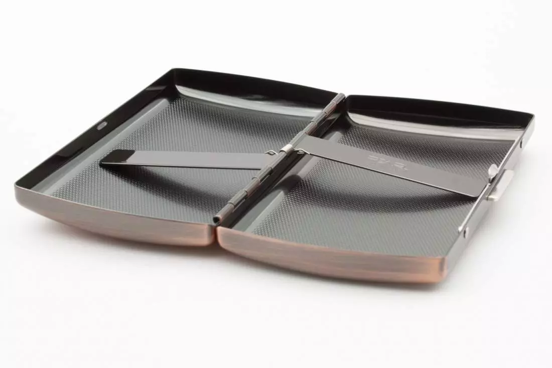 Produktbild: Zigarettenetui Pearl Metall Kupferfarben 12er offen