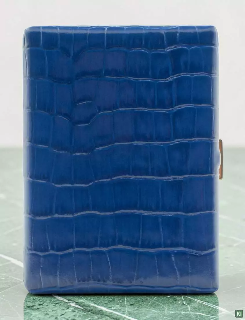 Produktbild: Zigarettenetui Pearl Metall Leder blau Kroko 9er stehend