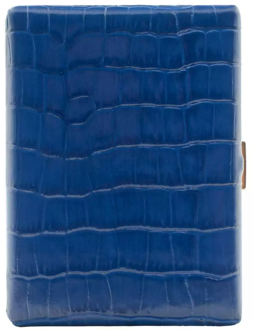 Produktbild: Zigarettenetui Pearl Metall Leder blau Kroko 9er