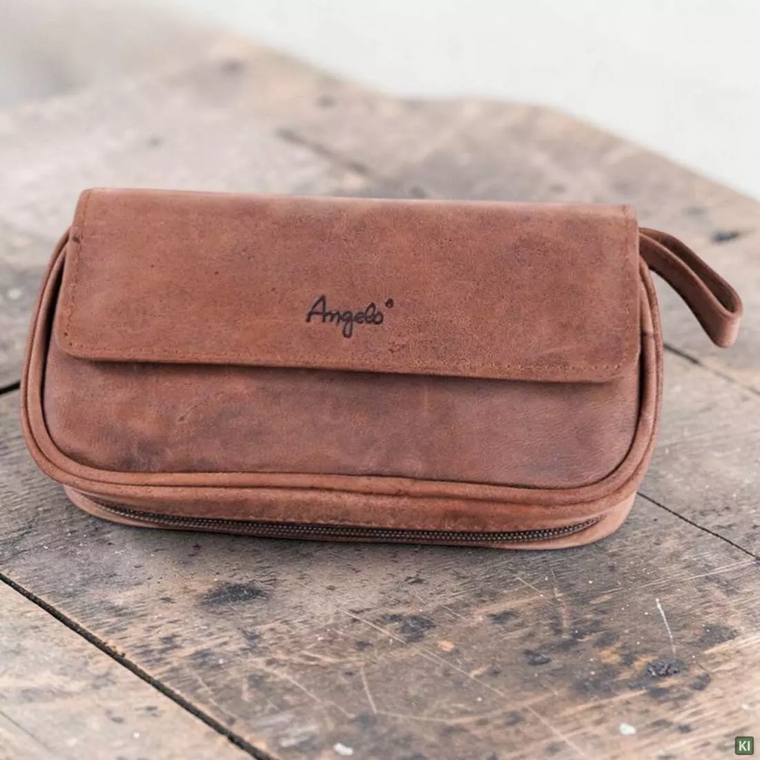 Produktbild: Angelo Pfeifentasche Ziegen-Veloursleder braun