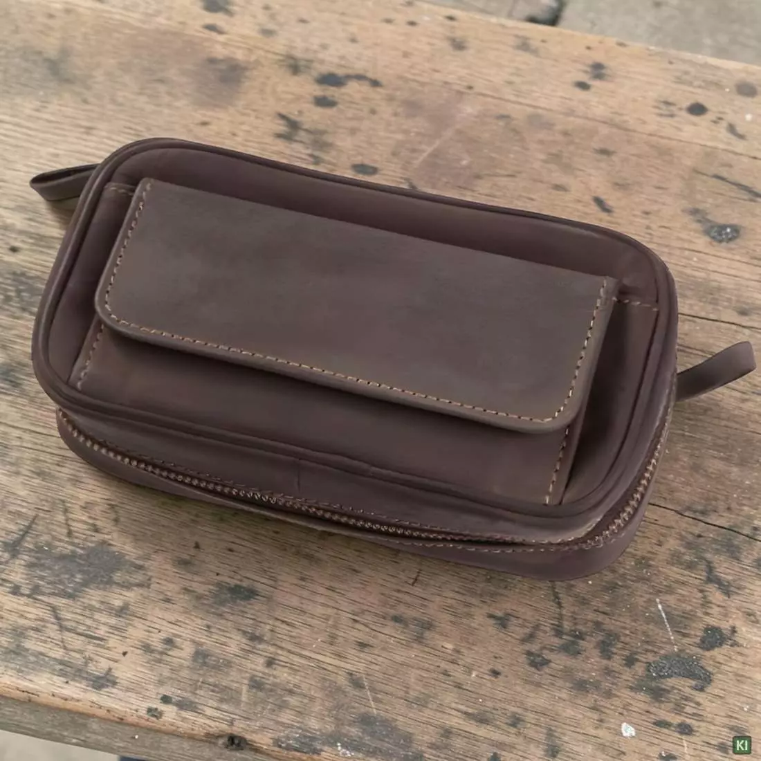 Produktbild: Angelo Pfeifentasche Leder braun 3 Pfeifen Szene