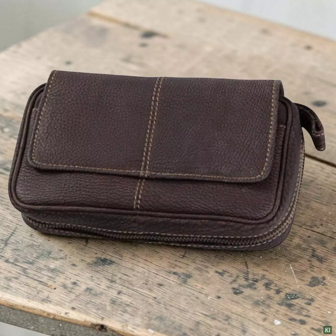 Produktbild: Angelo Pfeifentasche Leder braun 3 Pfeifen Szene