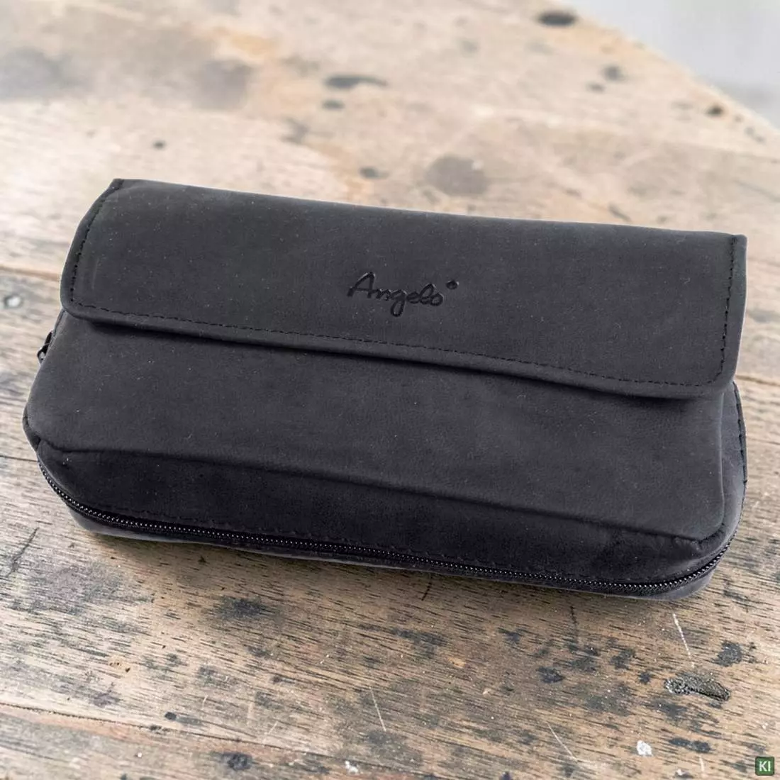 Produktbild: Angelo Pfeifentasche Ziegen-Veloursleder schwarz 2 Pfeifen Szene