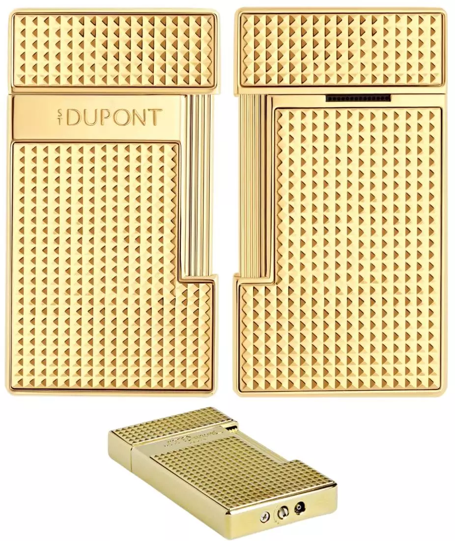 Produktbild: S.T. Dupont Slimmy Feuerzeug gold Diamond vorne hinten