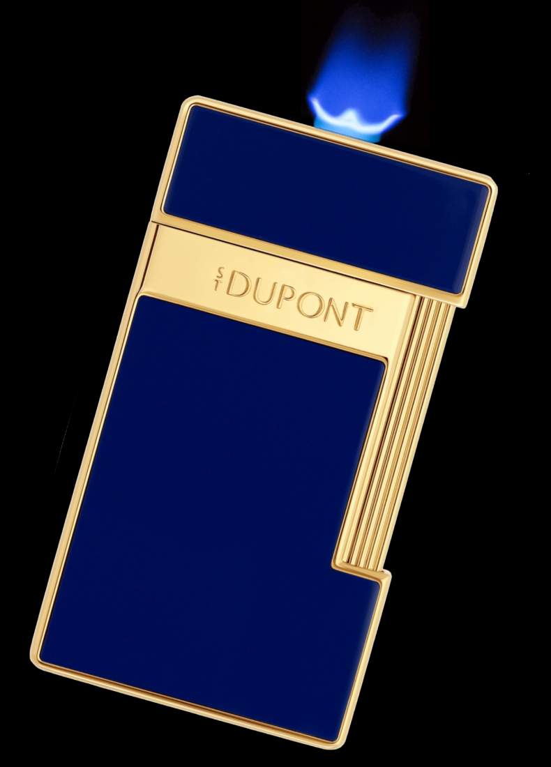 Produktbild: S.T. Dupont Slimmy Feuerzeug blau gold Flamme