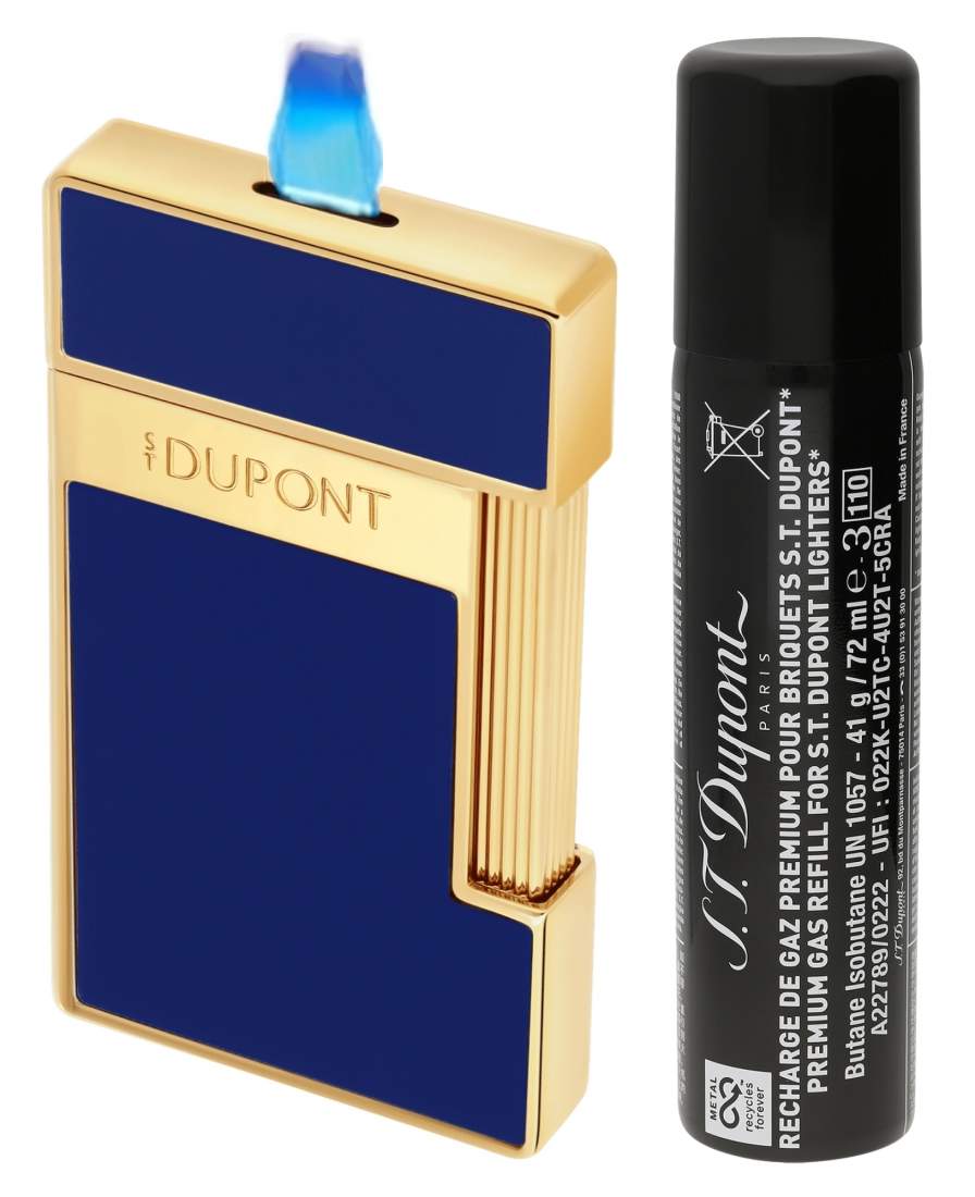 Produktbild: S.T. Dupont Slimmy Feuerzeug blau gold + Gas
