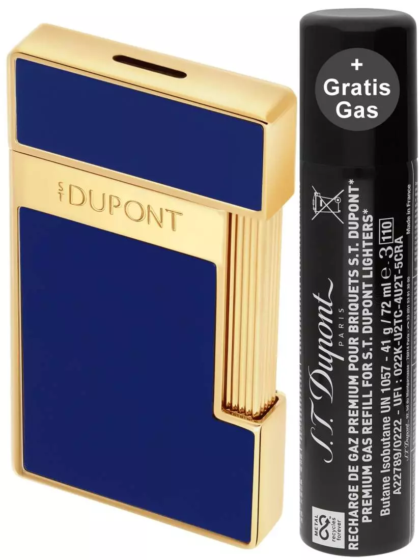 Produktbild: S.T. Dupont Slimmy Feuerzeug blau gold 028225