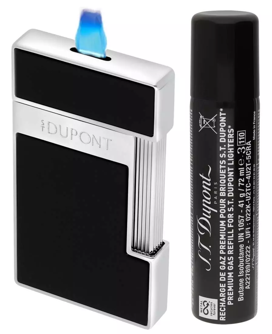 Produktbild: S.T. Dupont Slimmy Feuerzeug schwarz chrom + Gas