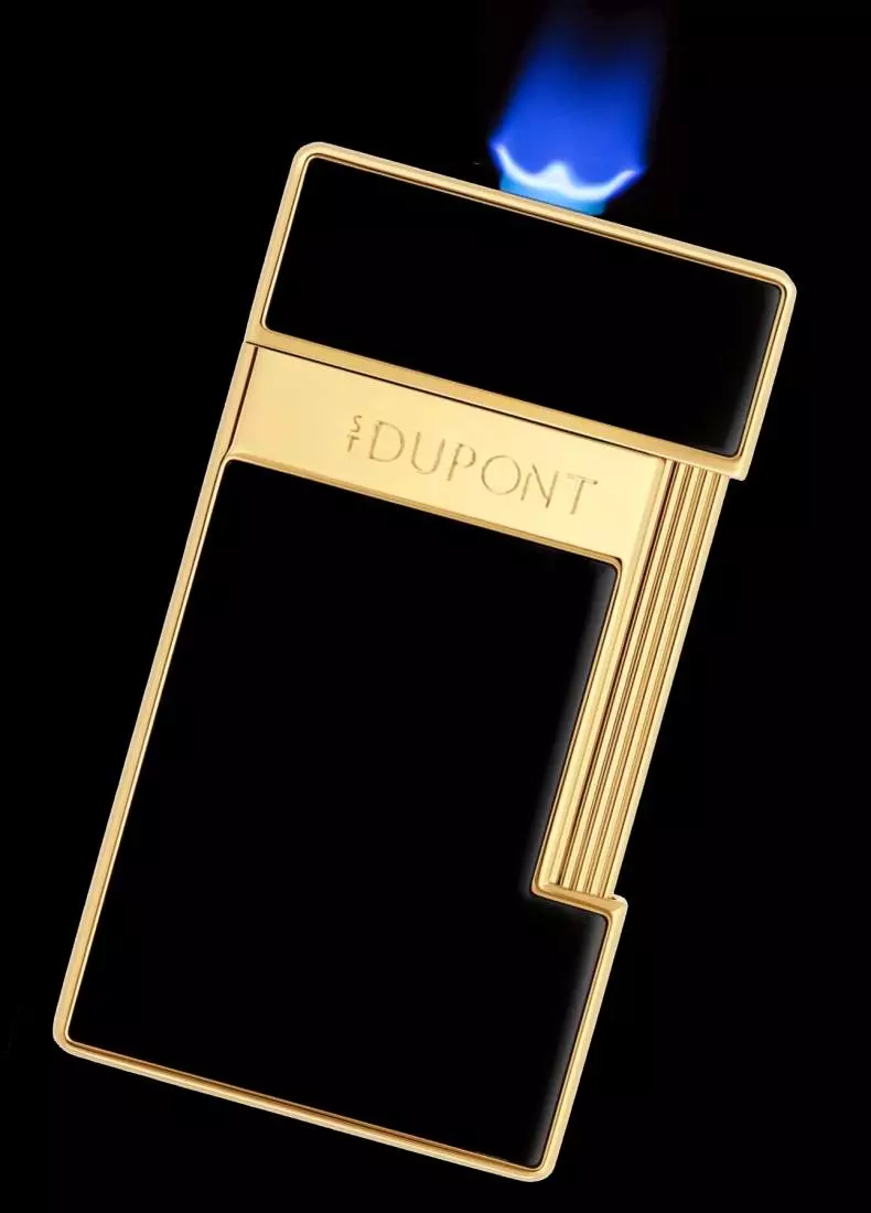 Produktbild: S.T. Dupont Slimmy Feuerzeug schwarz gold Flamme