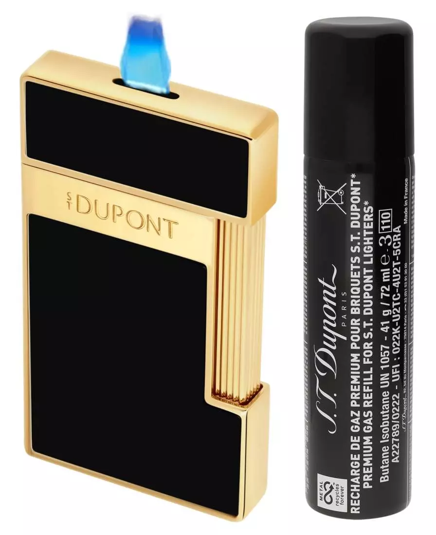Produktbild: S.T. Dupont Slimmy Feuerzeug schwarz gold + Gas