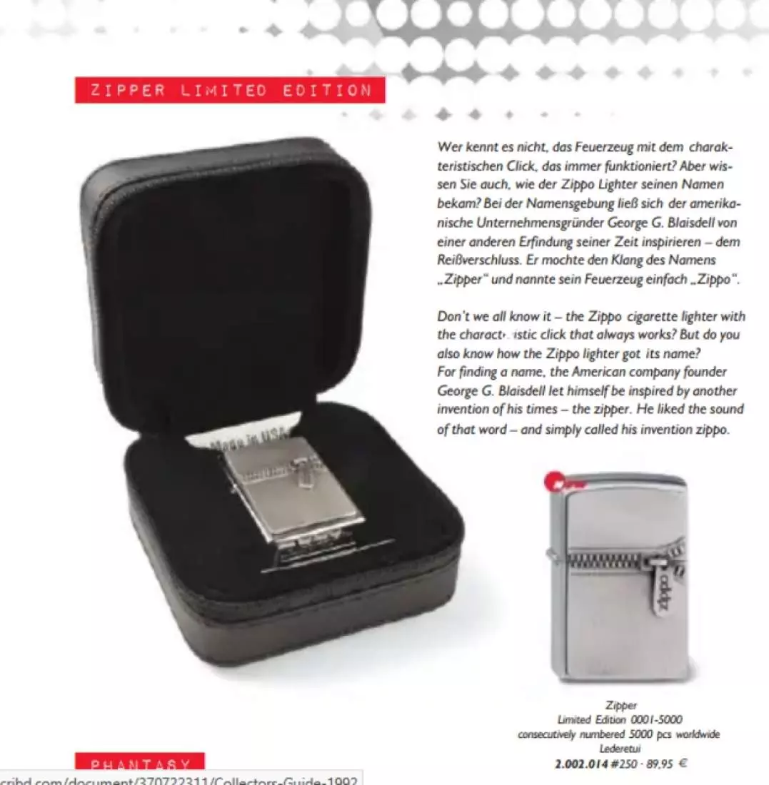 Produktbild: Zippo 2002014 - Zipper Limited Edition Katalog 2011