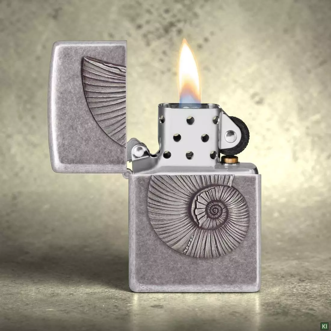 Produktbild: Zippo 2008203 Shell Ammonit in Silber antik Emblem Feuerzeug Szene