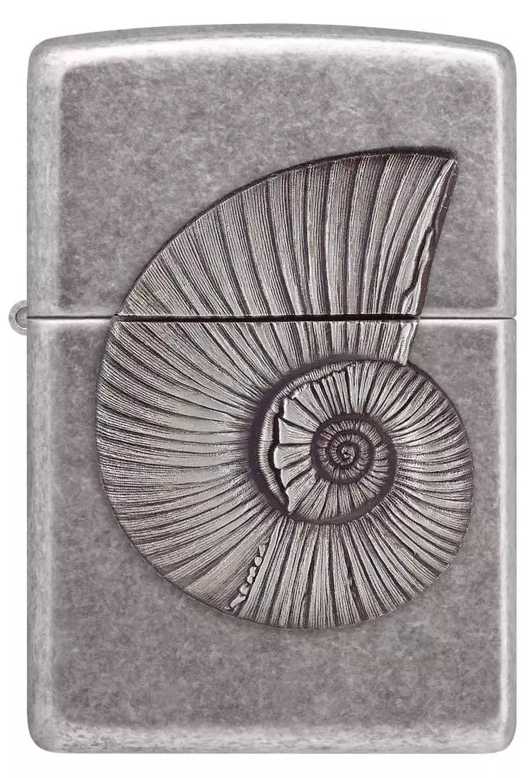 Produktbild: Zippo 2008203 Shell Ammonit in Silber antik Emblem Feuerzeug vorne