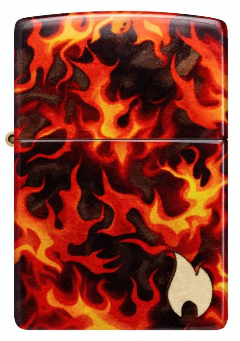 Produktbild: Zippo 60007852 Flaming Zippo Inferno 540° Fusion Tumbled Brass Frontansicht