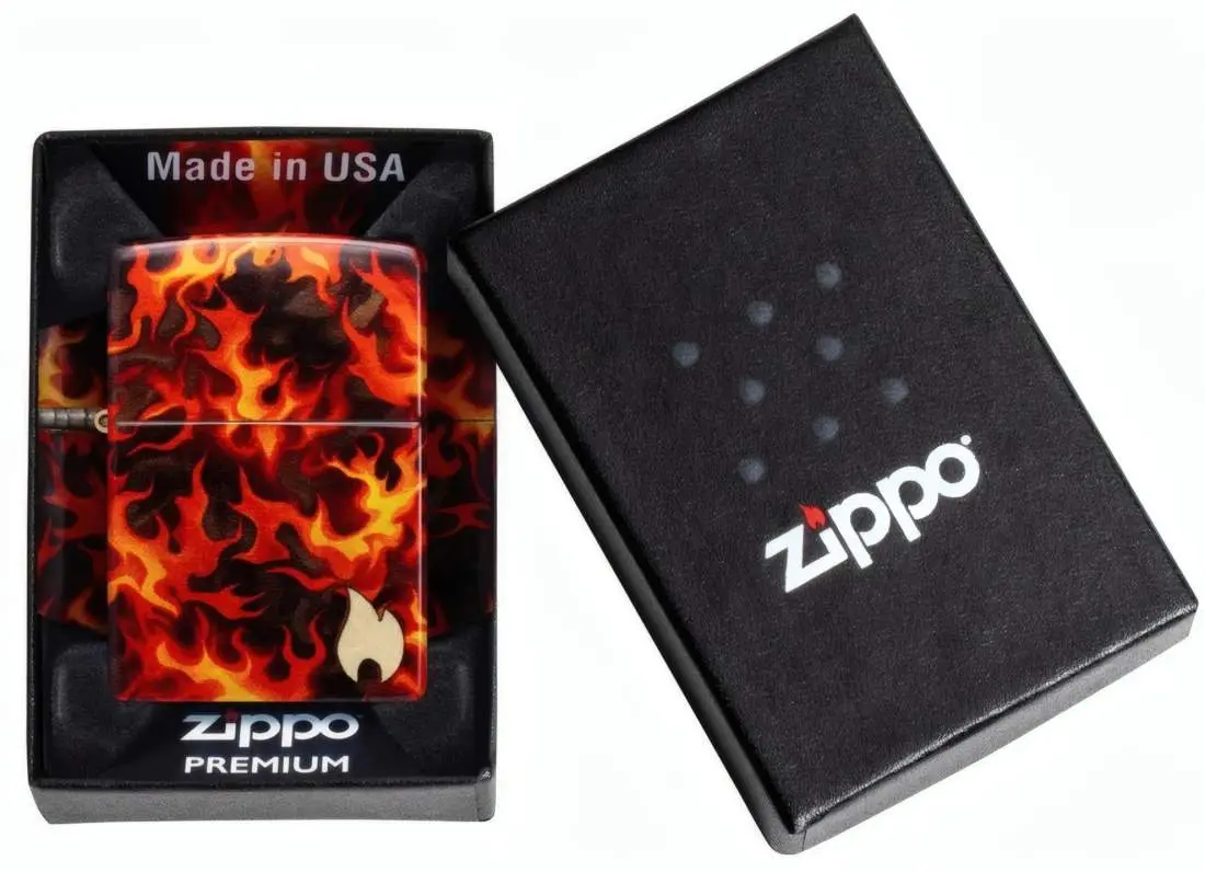 Produktbild: Zippo 60007852 Flaming Zippo Inferno 540° Fusion Tumbled Brass Geschenkverpackung
