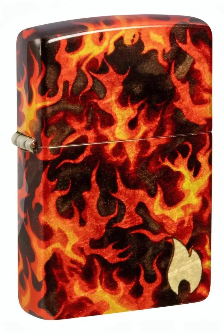 Produktbild: Zippo 60007852 Flaming Zippo Inferno 540 Fusion auf Tumbled Brass mit umlaufendem Flammenmotiv