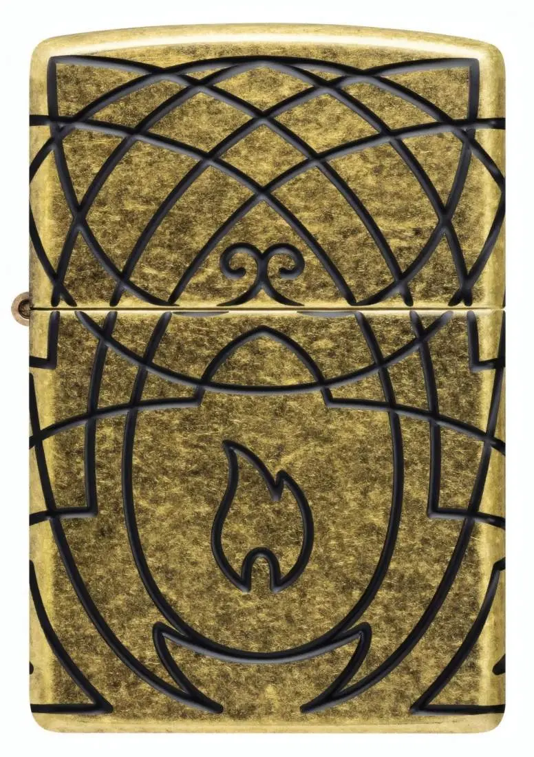 Produktbild: Zippo 60007909 Keltische Flamme Armor Antique Brass MultiCut Frontansicht