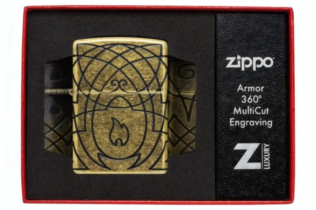 Produktbild: Zippo 60007909 Keltische Flamme Armor Antique Brass MultiCut Geschenkverpackung