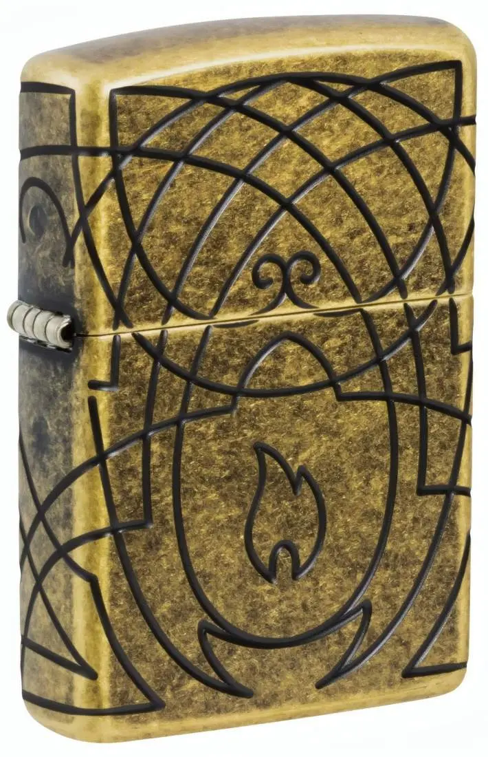 Produktbild: Zippo 60007909 Keltische Flamme Armor Antique Brass mit keltischem Knotenmotiv und tief strukturierter MultiCut-Gravur