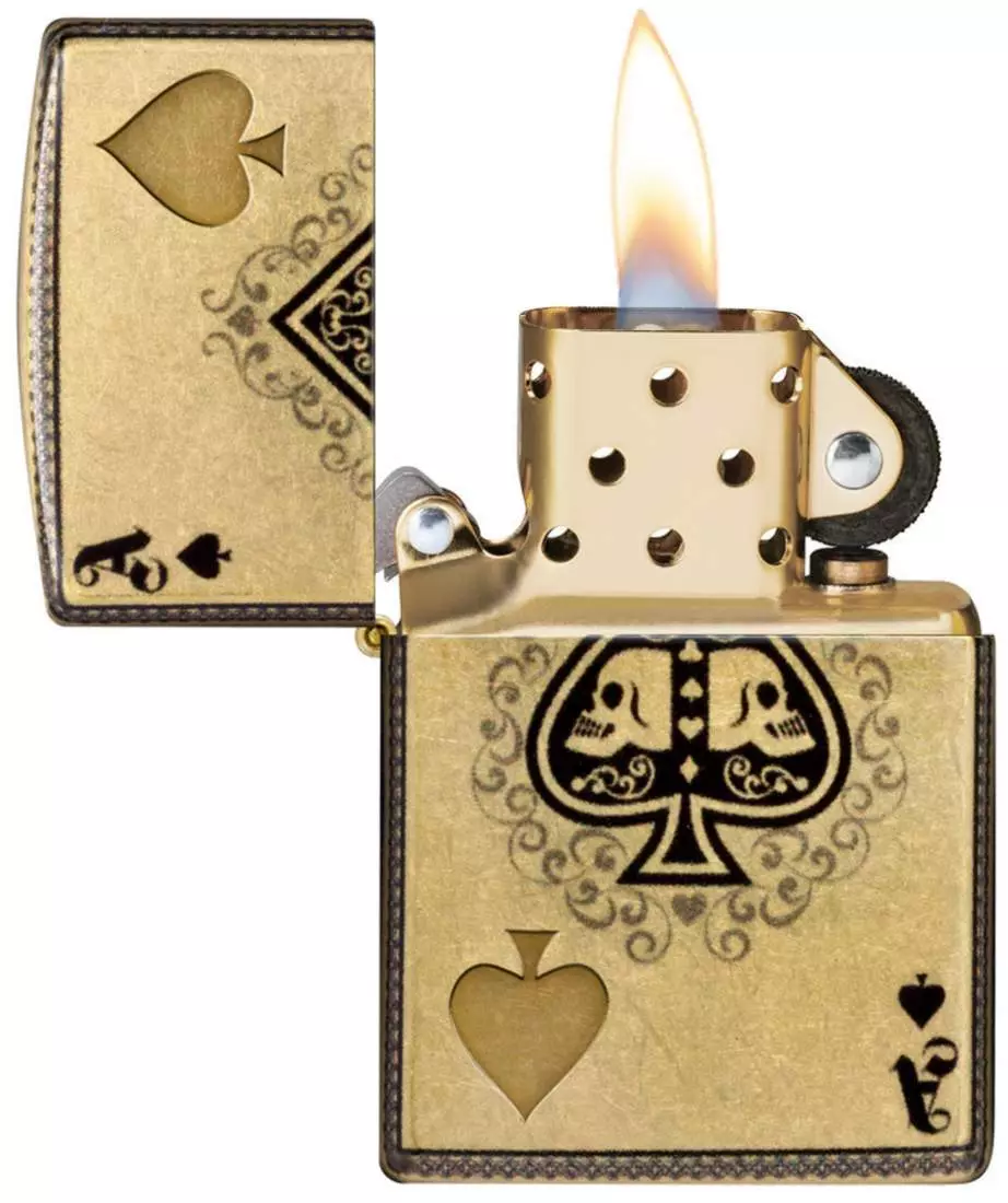 Produktbild: Zippo Ace of Spades Totenkopf Ass Feuerzeug offen