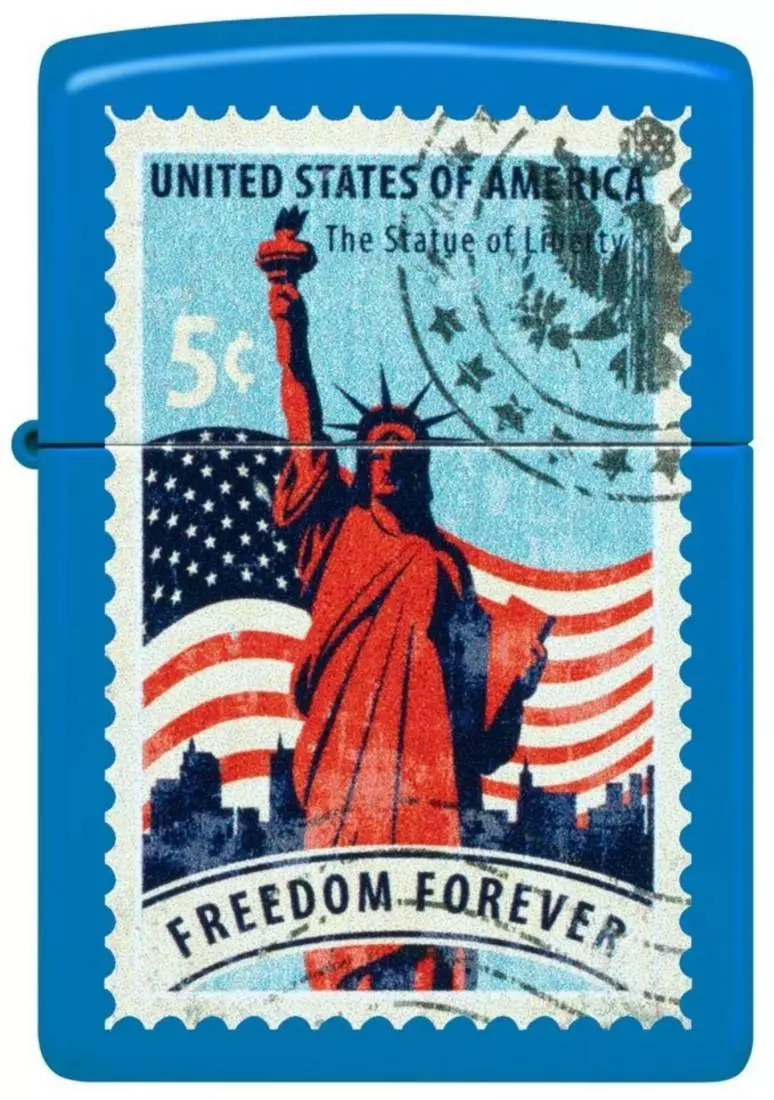 Produktbild: Zippo Americana Stamp Sky Blue Feuerzeug vorne